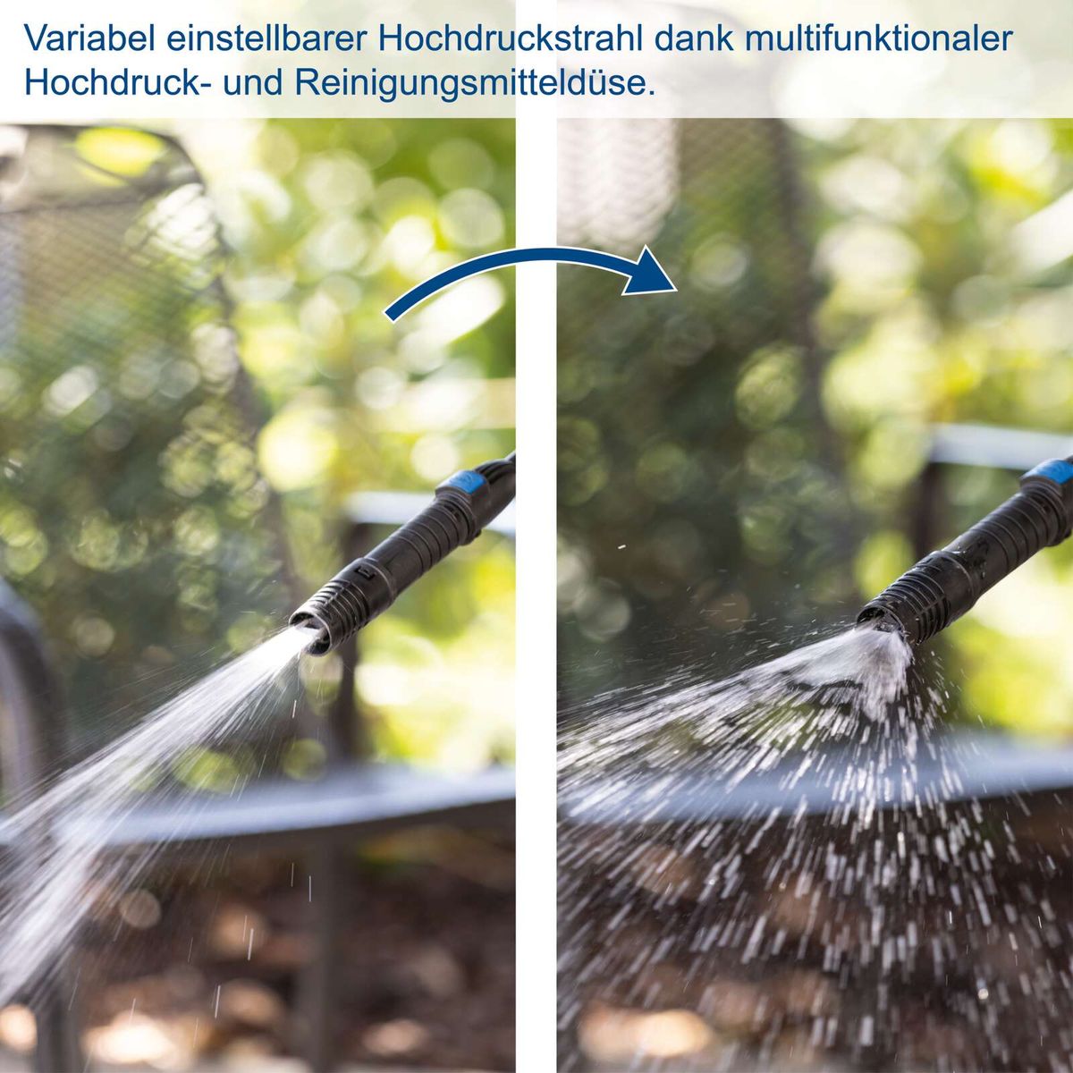 Variabler Hochdruckstrahl durch multifunktionale Düse für Reinigung und Druckanpassung