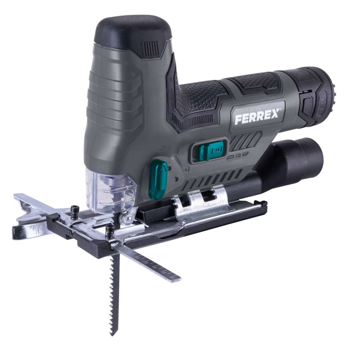 Akku-Stichsäge F-CJS12S Ferrex Großbritannien, von vorne links gezeigt.