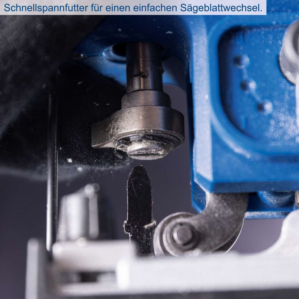 Schnellspannfutter für einen einfachen Sägeblattwechsel.