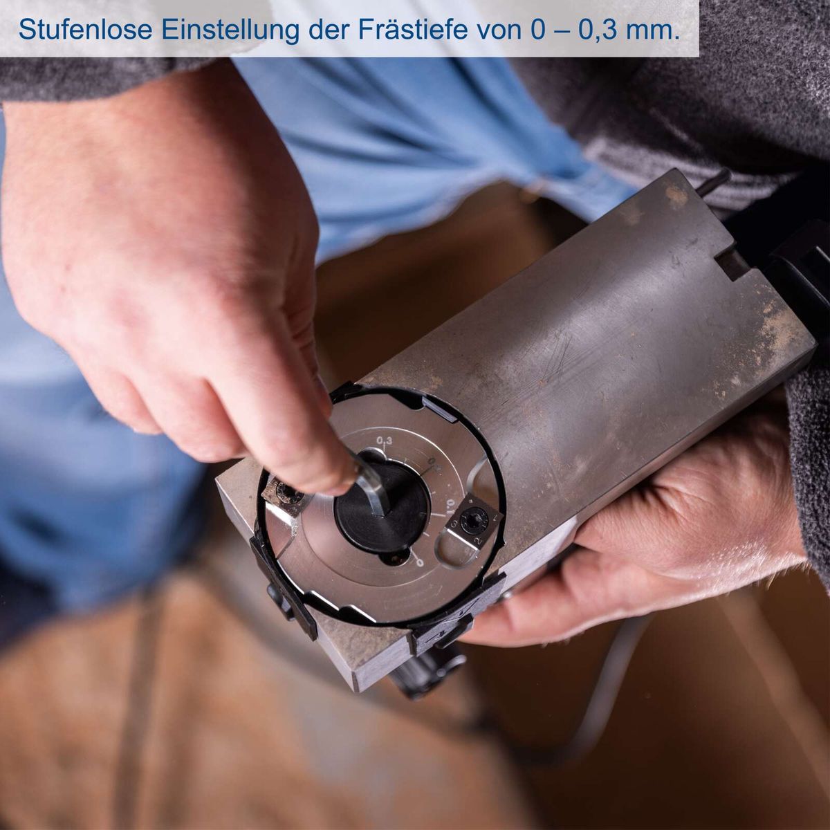 Stufenlose Einstellung der Frästiefe von 0 bis 0,3 mm für Lackfräse LFR720