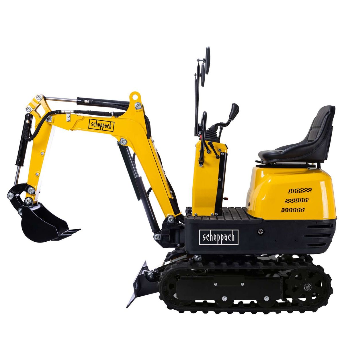 Scheppach Mini-Bagger SY-MB815 mit Kettenantrieb, 8,5 PS, 2330 mm Grabweite, 690 mm Spurbreite, 290 mm Schaufelbreite