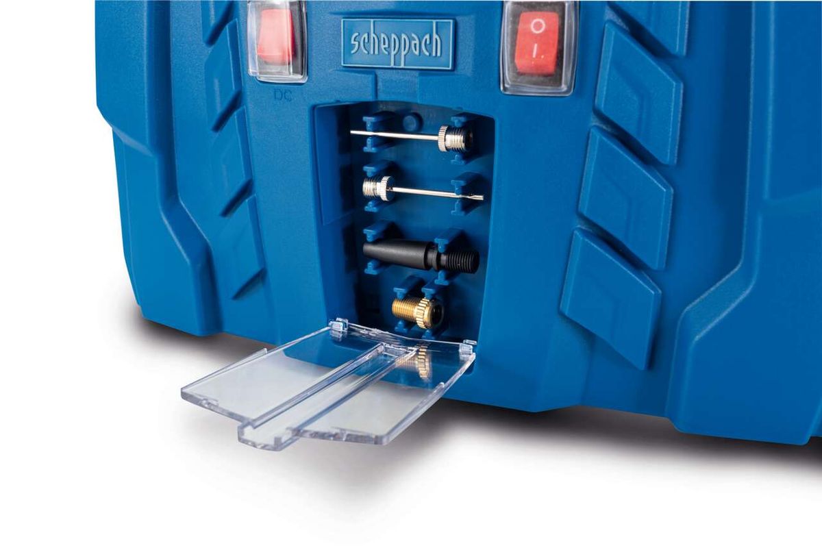 Detailansicht eines Zubehörsets für tragbaren Luftkompressor mit austauschbaren Filterelementen und Befestigungselementen