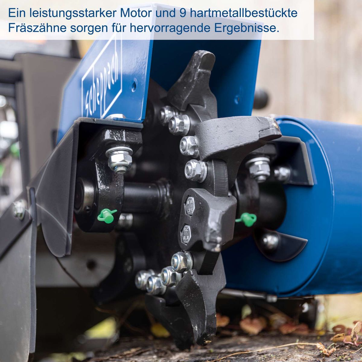Motor und 9 Hartmetallfräsmesser für präzise Bearbeitung von Baumstümpfen