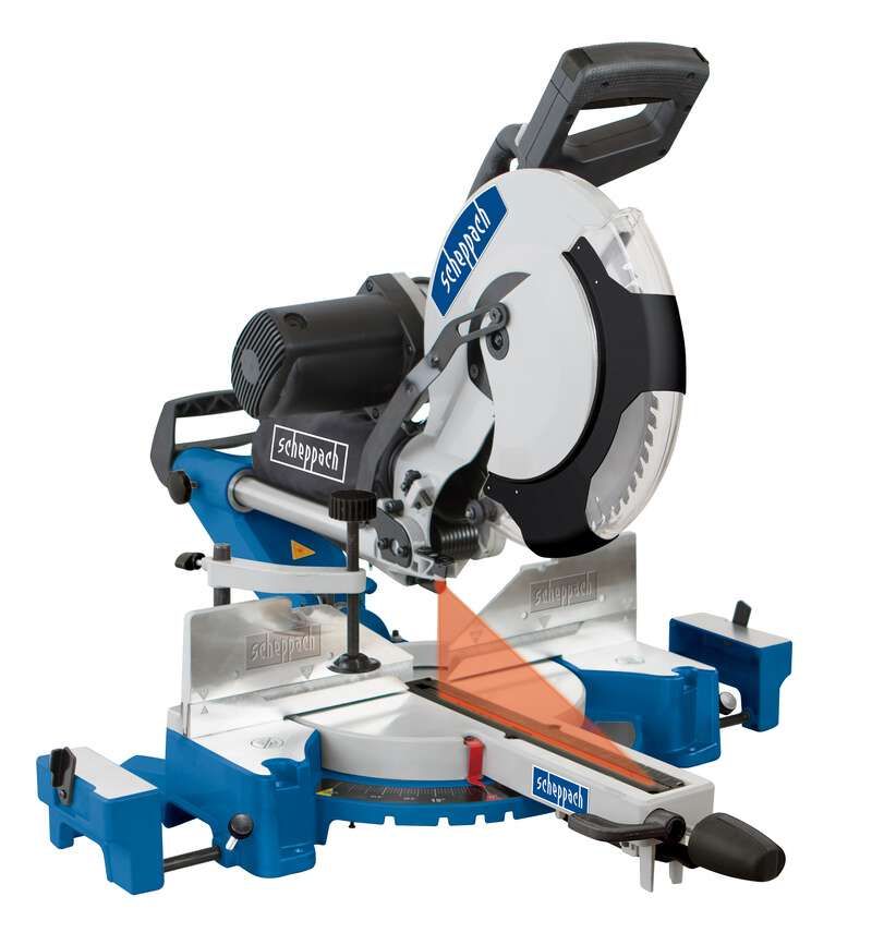 Kappzugsäge HM120L von Scheppach, seitliche Ansicht.