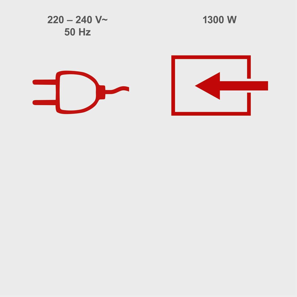 Elektro-Rasenmäher mit 220–240 Volt, 1300 Watt, 50 Hz – Schnittbreite und technische Daten