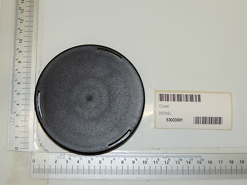 Scheppach Deckel (Cover) mit Seriennummer, Maßband zur Größenangabe