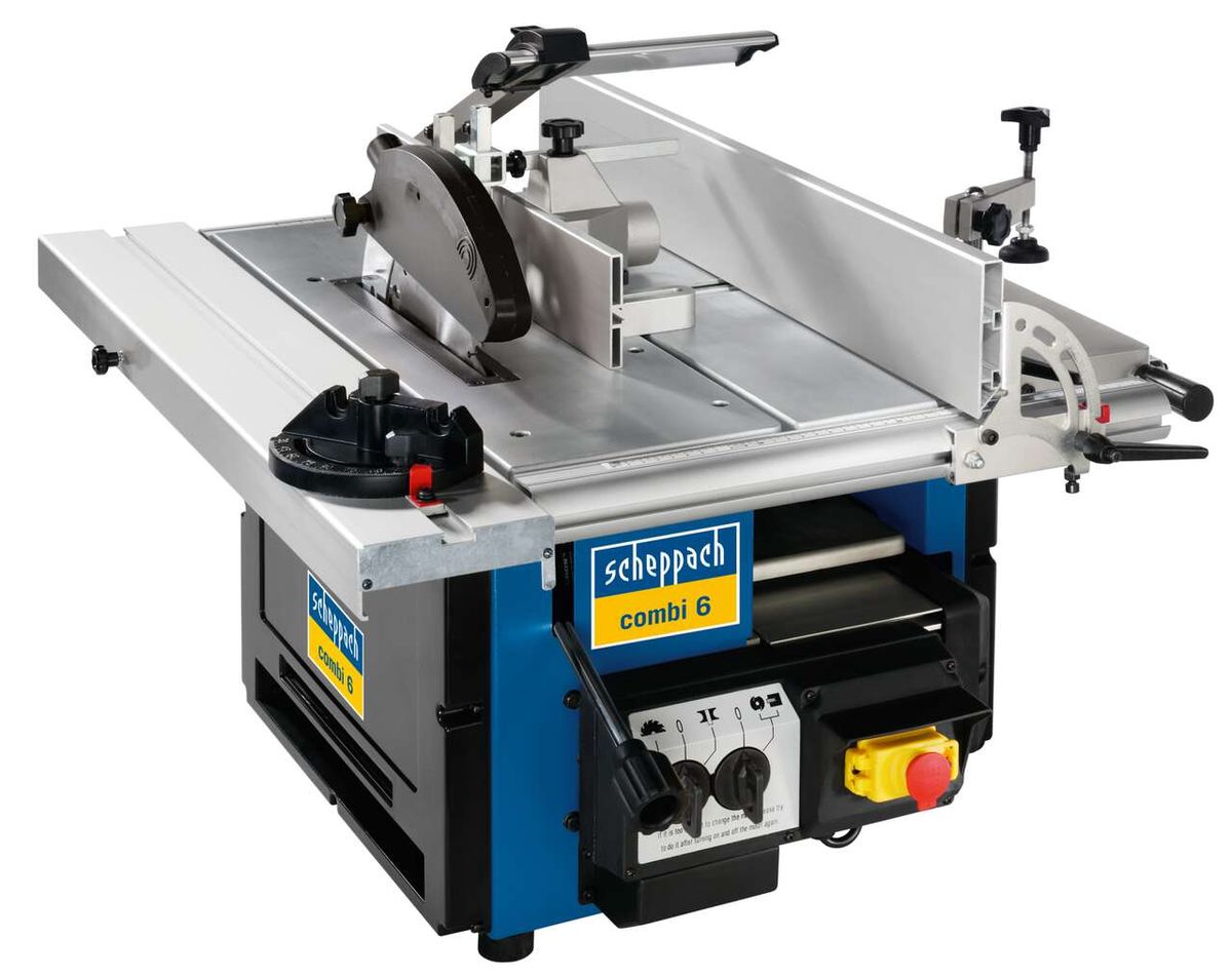 Kombinationsmaschine combi 6 scheppach classic inkl. Zubehör Set - 230V 50Hz 1000W, Ansicht von vorne rechts.