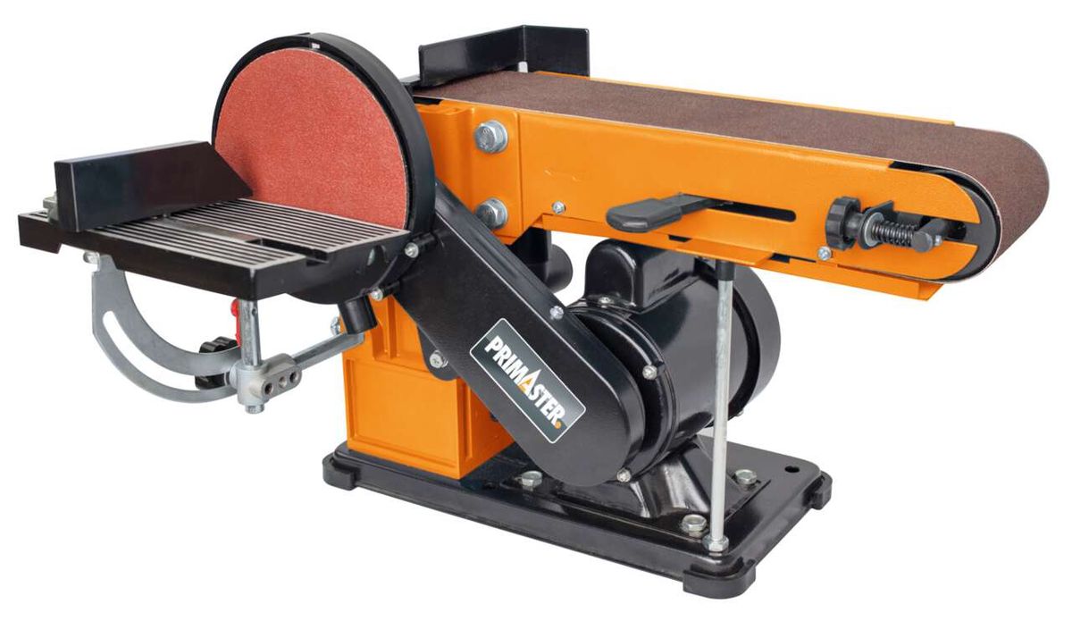 Band- und Tellerschleifer BTS3500 primaster Globus, Ansicht von der Seite.