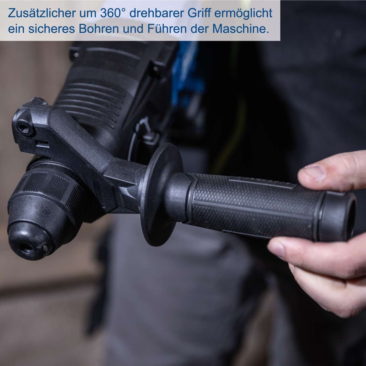 360° drehbarer Griff für bessere Handhabung und Sicherheit beim Bohren und Schrauben