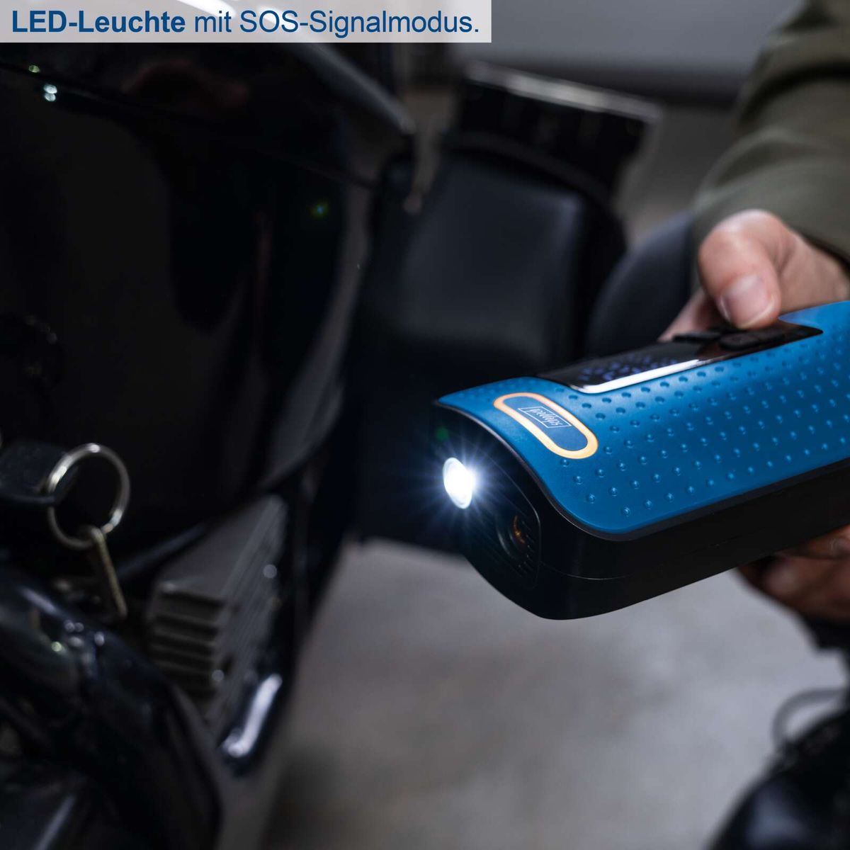 Die LED-Leuchte mit SOS-Signalmodus bietet zusätzliche Sicherheit und Sichtbarkeit. SOS-Signalmodus für Notfälle. Ideal für den Einsatz in dunklen oder gefährlichen Umgebungen.