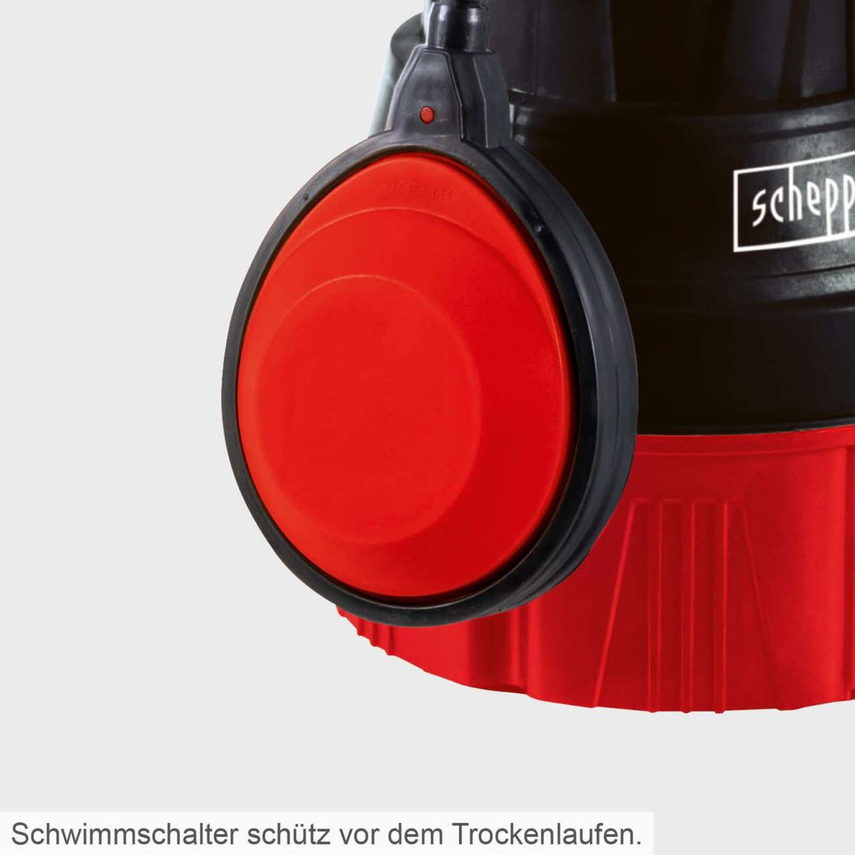 Schwimmschalter schützt vor dem Trockenlaufen. Die Regenfasspumpe RBP350 von Scheppach verfügt über einen integrierten Schwimmschalter, der ein Trockenlaufen verhindert und die Pumpe vor Schäden schützt.