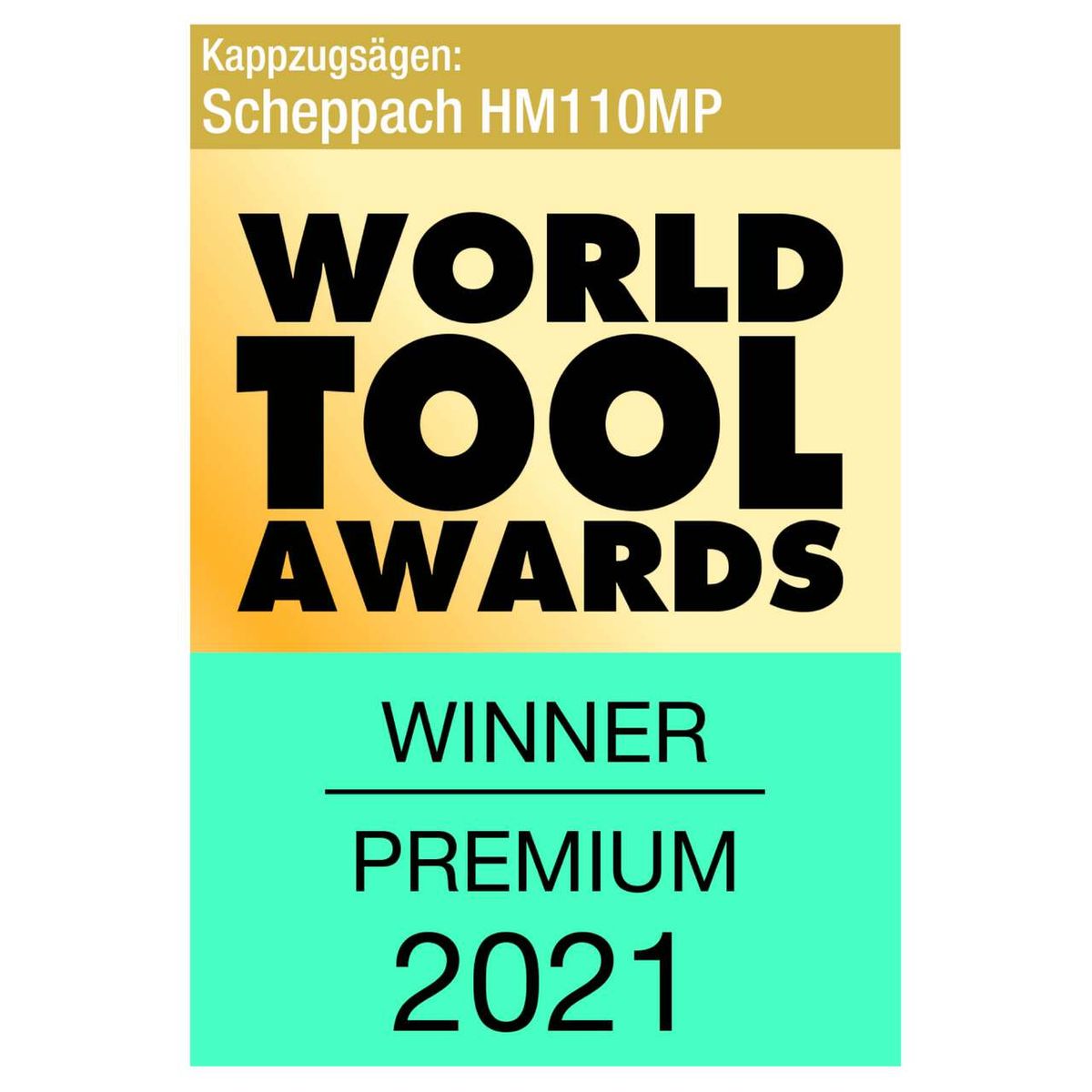 Die Kappzugsäge HM110MP von Scheppach gewann den World Tool Awards 2021 in der Kategorie Premium. Geeignet für Holz, Alu, Stahl, Kunststoff und Kupfer.
