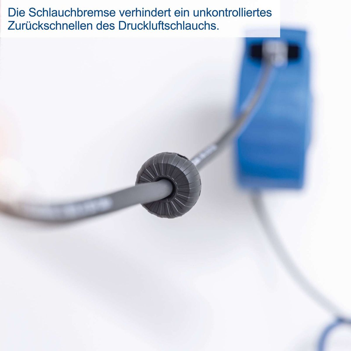 Schlauchbremse zur Vermeidung des unkontrollierten Zurückschnellens der Druckluftschlauchtrommel