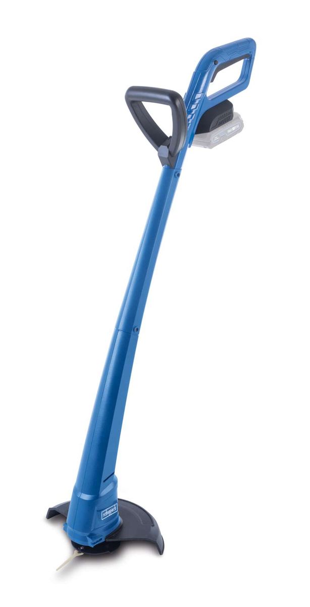 Scheppach Akku-Rasentrimmer mit ergonomischem Griff und langem Stiel