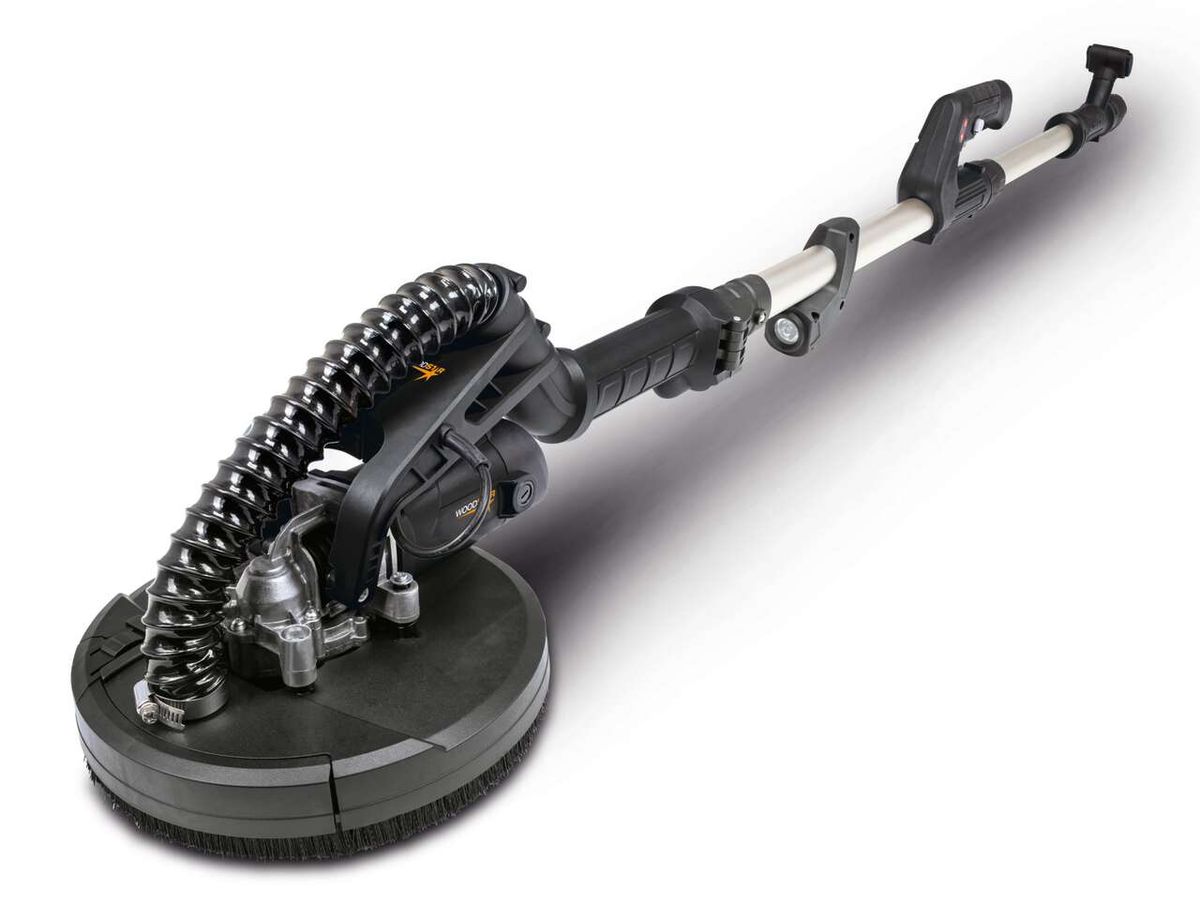 Wand- und Deckenschleifer DWS90X Woodster von Scheppach, Ansicht von der Seite.