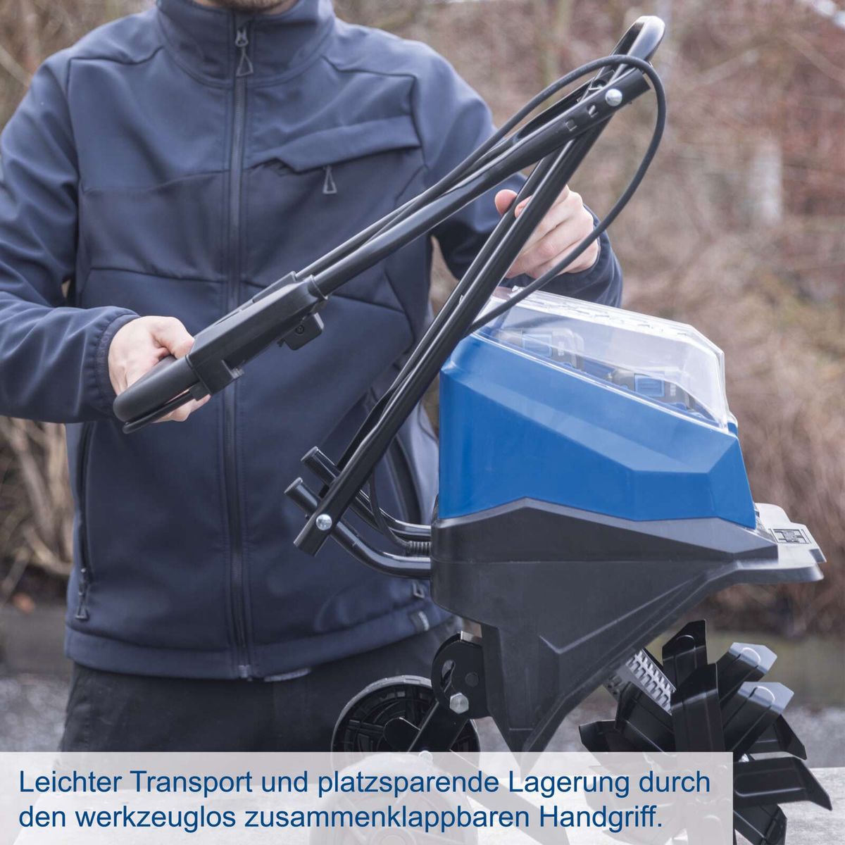 Zusammenklappbarer ergonomischer Griff für leichten Transport und platzsparende Lagerung