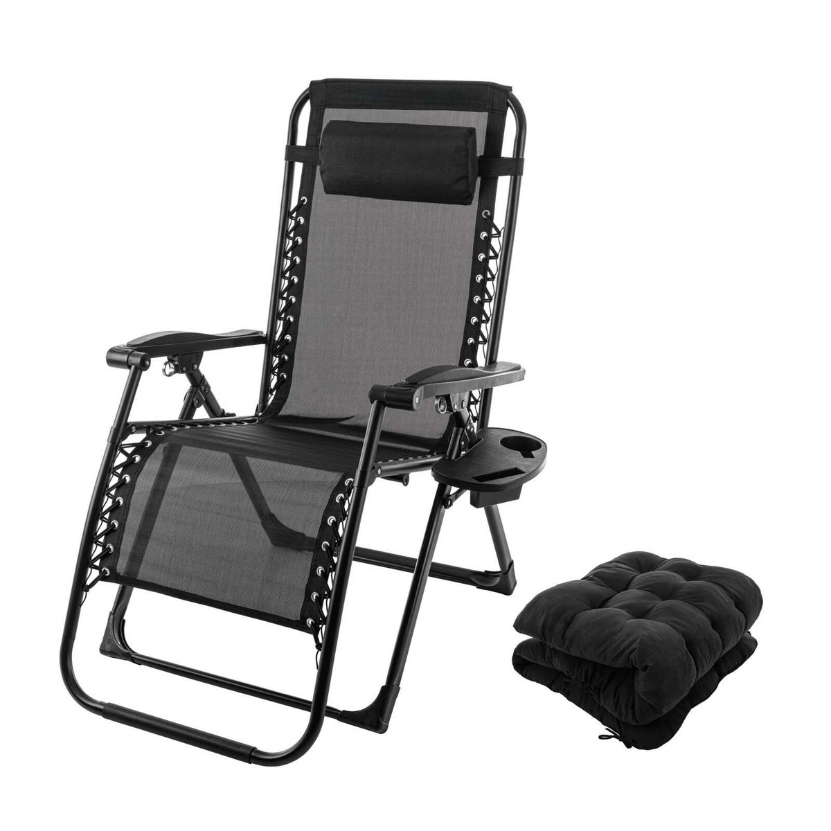 Klappbare Gartenliege mit integriertem Armlehnenkissen und Becherhalter für Outdoor-Sitzmöbel PX-LSK-1 Practixx