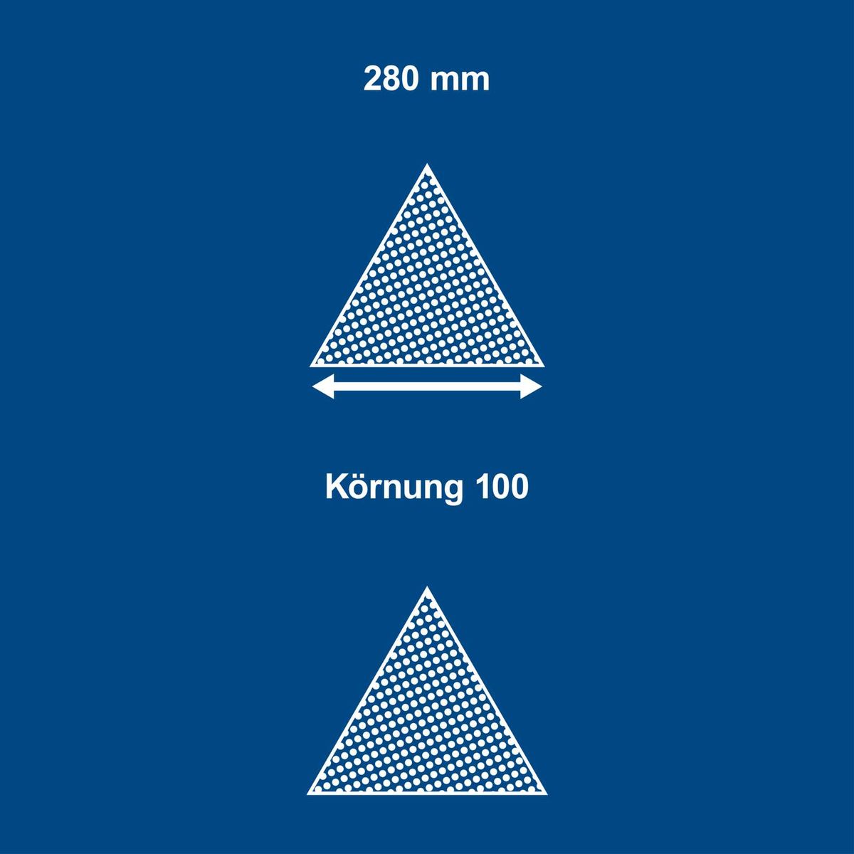 Grain size diagram mit 280 mm Basisbreite und Körnung 100 für Scheppach-Produkte