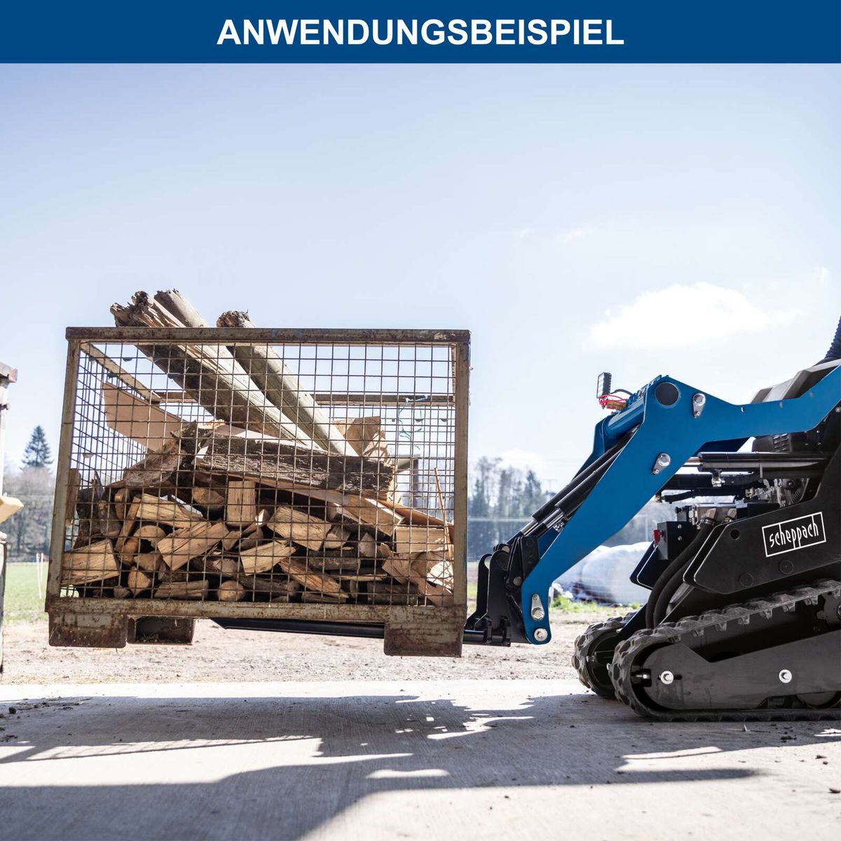 Skidlöser mit Holzschüttung für Transportcontainer, Scheppach-Produkt