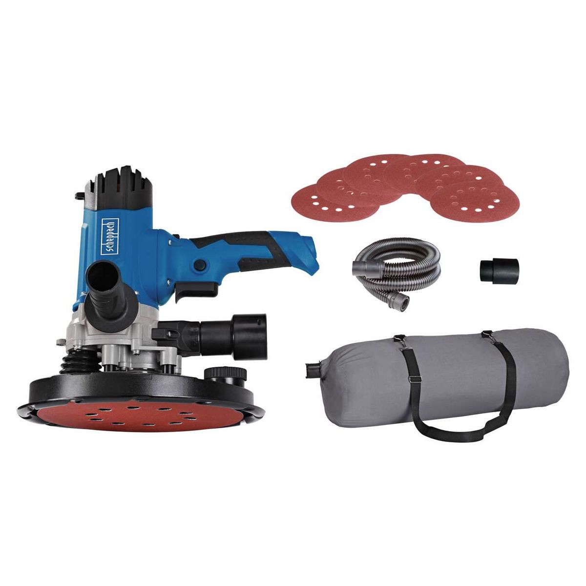 Der Scheppach DS200 Wand- und Deckenschleifer verfügt über einen leistungsstarken 1200W Motor und eine Schleifscheibe mit 215mm Durchmesser. Im Lieferumfang sind 6 Schleifscheiben und Zubehör enthalten.