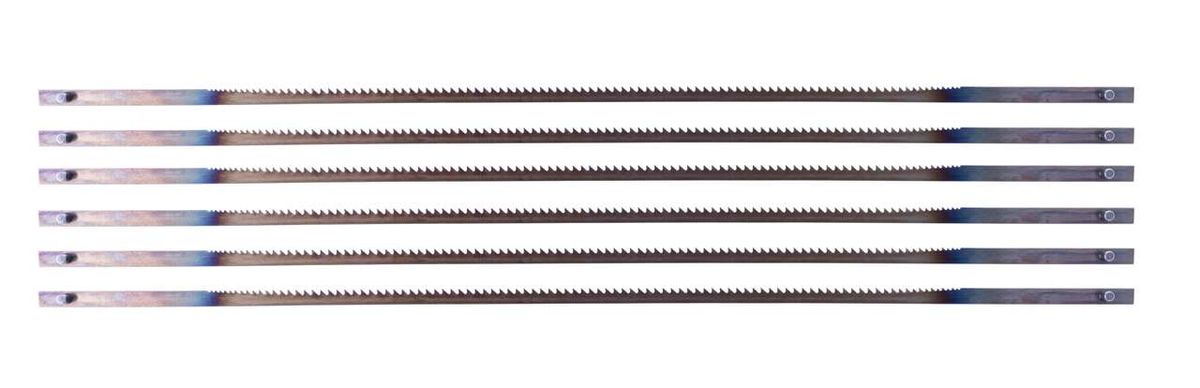 Stiftsägeblatt 6 Stück, 135 x 2 x 0,25 / Z 25, von vorne gezeigt.