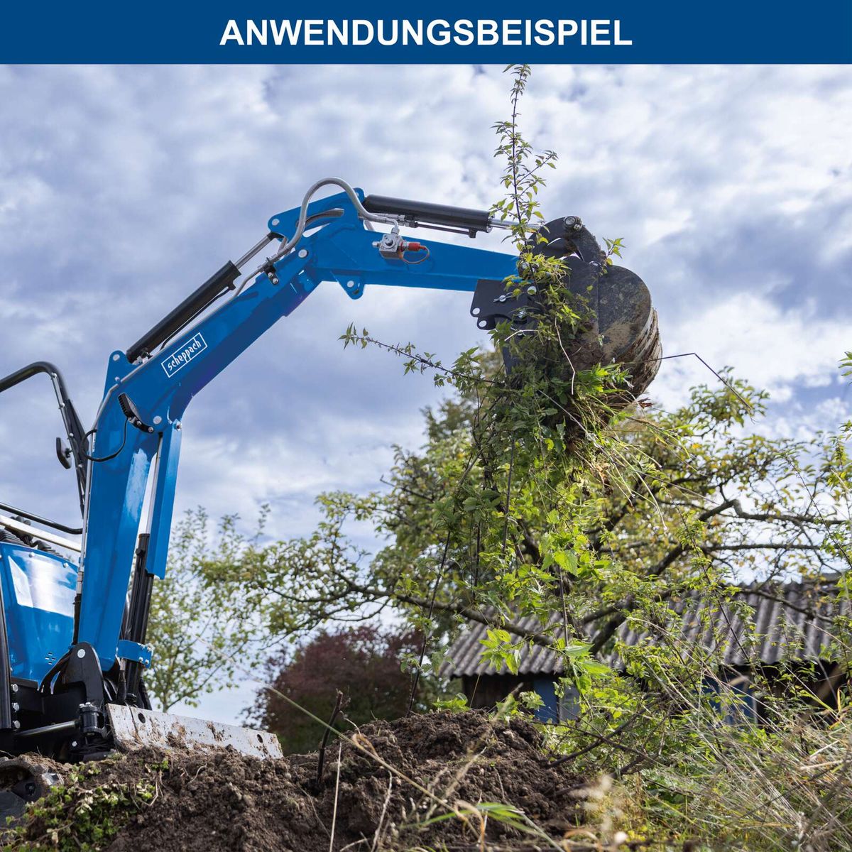 Scheppach-Bohrgerät mit hydraulischer Antriebseinheit für Erdarbeiten und Bohrungen