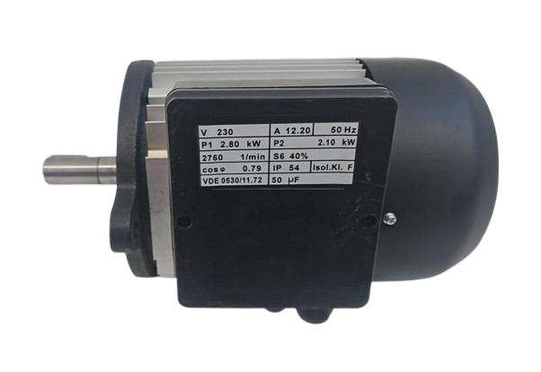 Scheppach-Motor mit technischen Daten: 230V/50Hz, 2,8 kW (P1), 2760/min, 0,79 cos φ