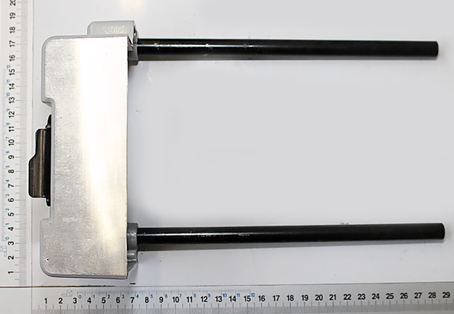 Werkstückauflage links kpl. von Scheppach, gezeigt von vorne auf weißem Hintergrund.