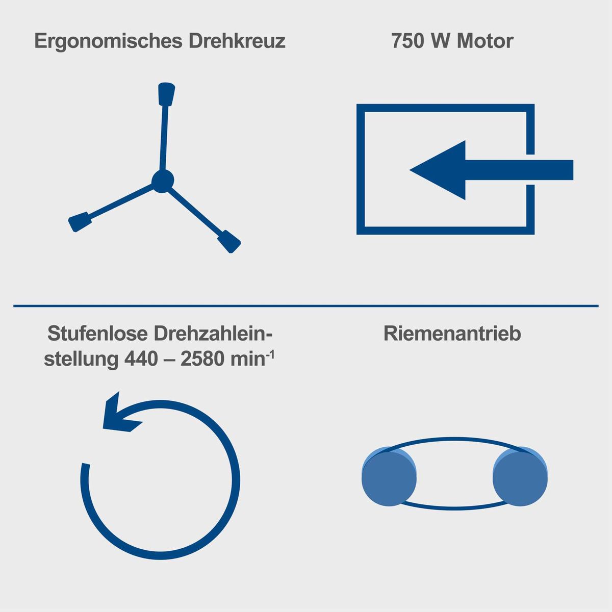 Ergonomisches Drehmomentkreuz für Tischbohrmaschine mit stufenloser Drehzahlregelung