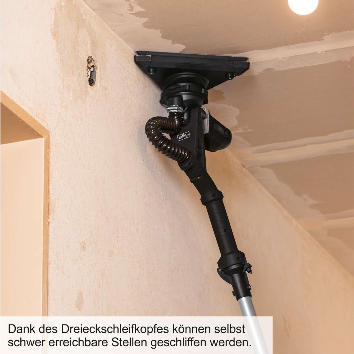 Triangel-Schleifkopf für schwer zugängliche Stellen auf Wand- und Deckenschleifer