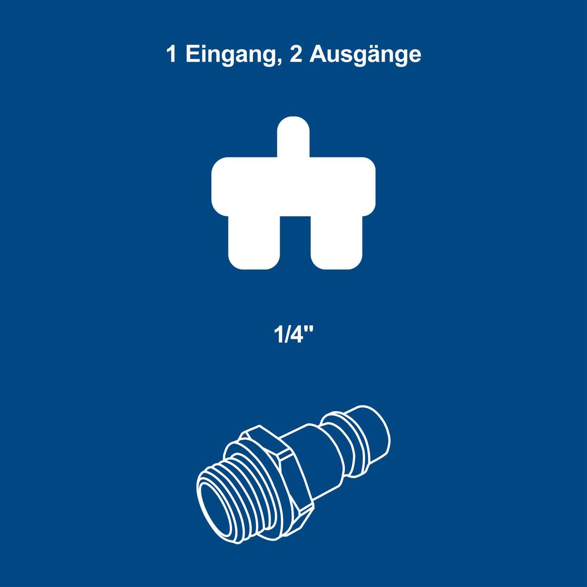 Fittings mit einem Eingang und zwei Ausgängen, 1/4"-Durchmesser