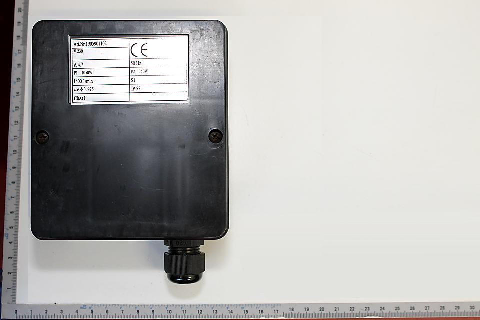 Scheppach Klemmkasten 230V - Technische Datenplakette mit Artikelnummer und Spezifikationen