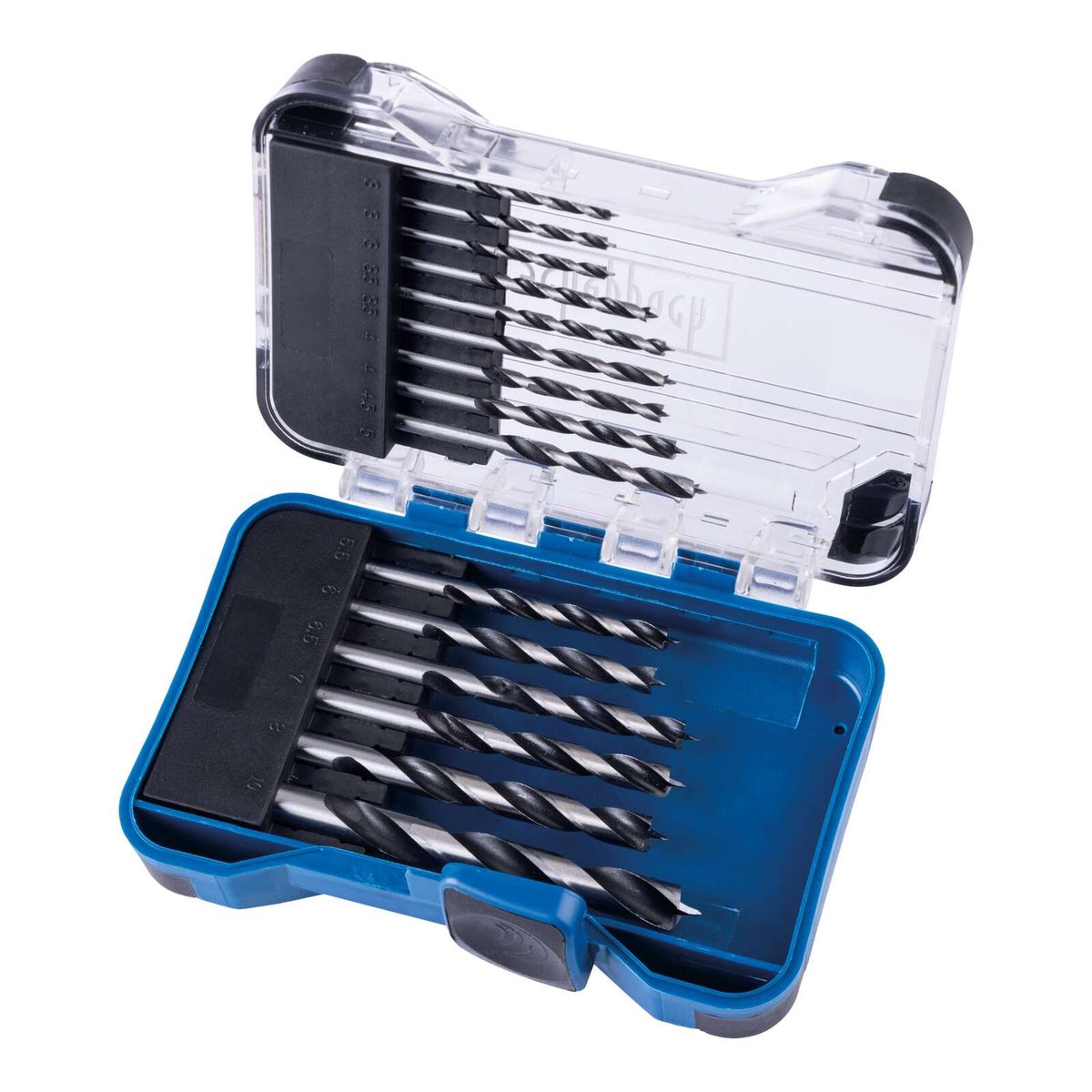 Scheppach-Bohrer-Set in Organisationsbox mit Sortiersystem für präzise Lagerung