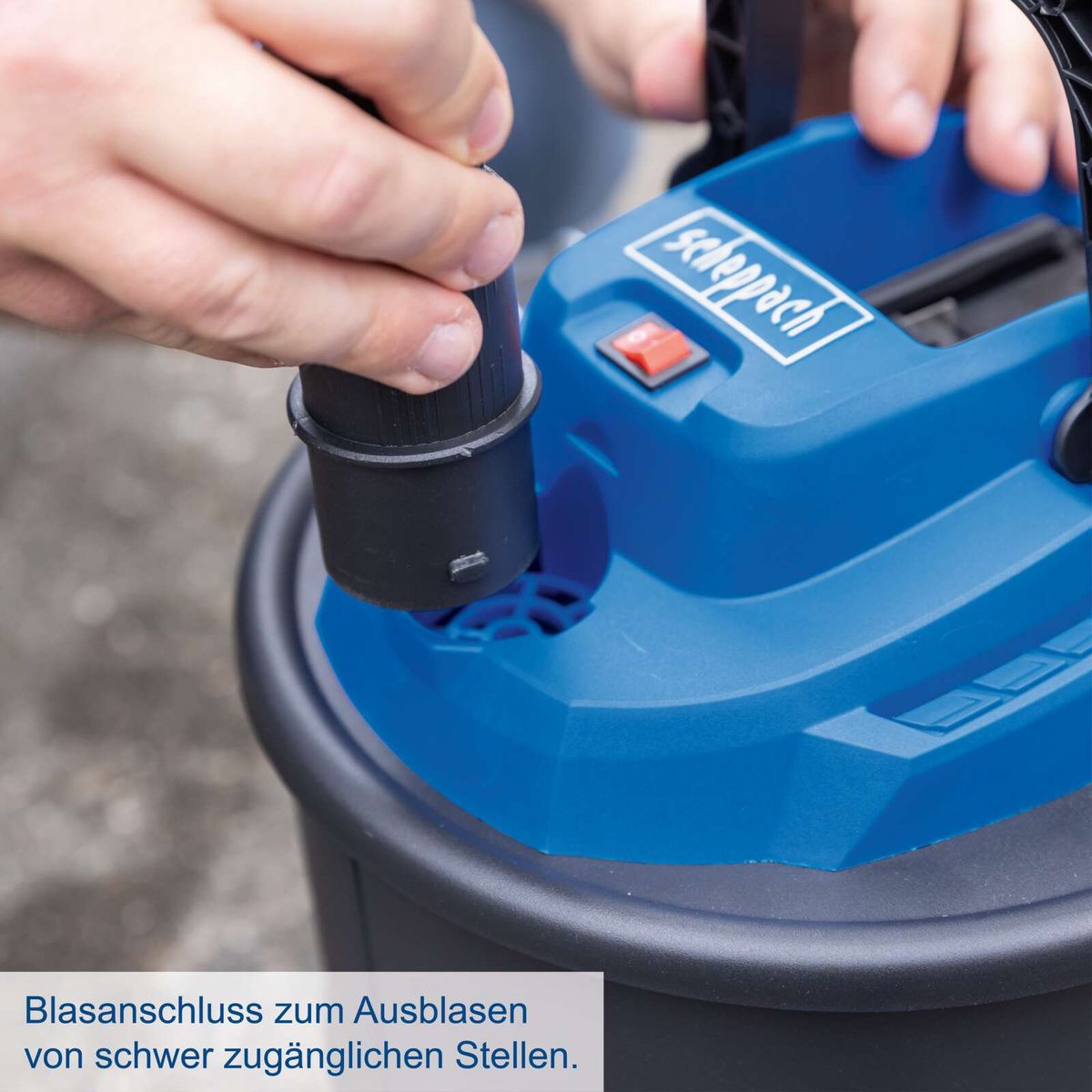 Blasanschluss für Ausblasen schwer zugänglicher Stellen