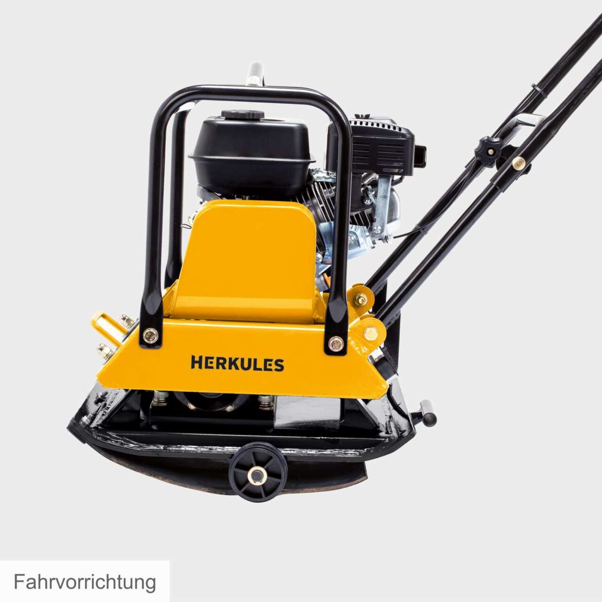 Rüttelplatte HP1800S mit Fahrvorrichtung. Inkl. Fahrwerk und Gummimatte. 6.5PS, 84kg, 23000N.