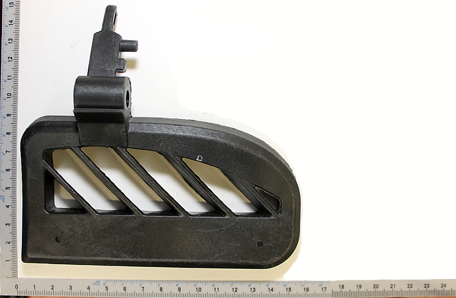 Rückschlagsicherung von Scheppach, gezeigt von der Seite mit einem Lineal zur Größenmessung.