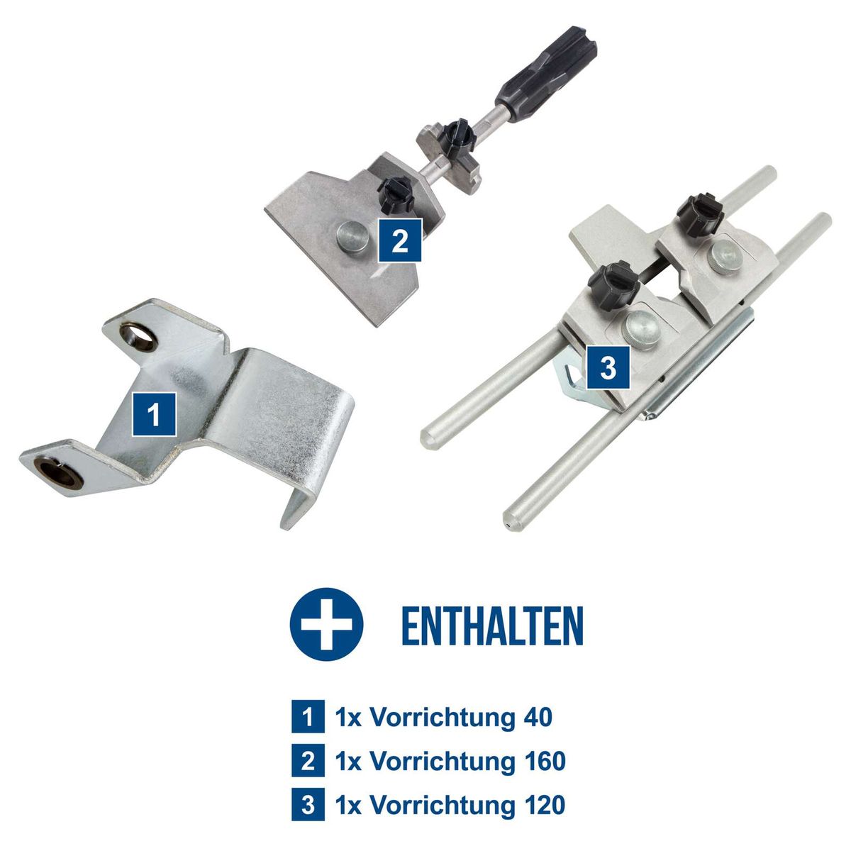 Set mit drei Vorrichtungen für Scheppach-Baugruppe: 40, 160 und 120 mm