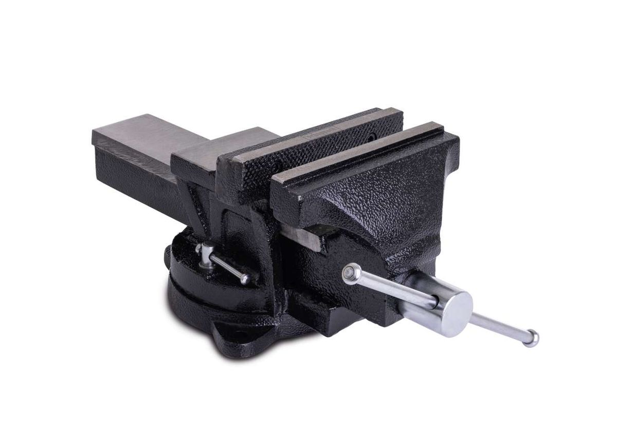 Schraubstock CIV360-150 scheppach black, von vorne gesehen.