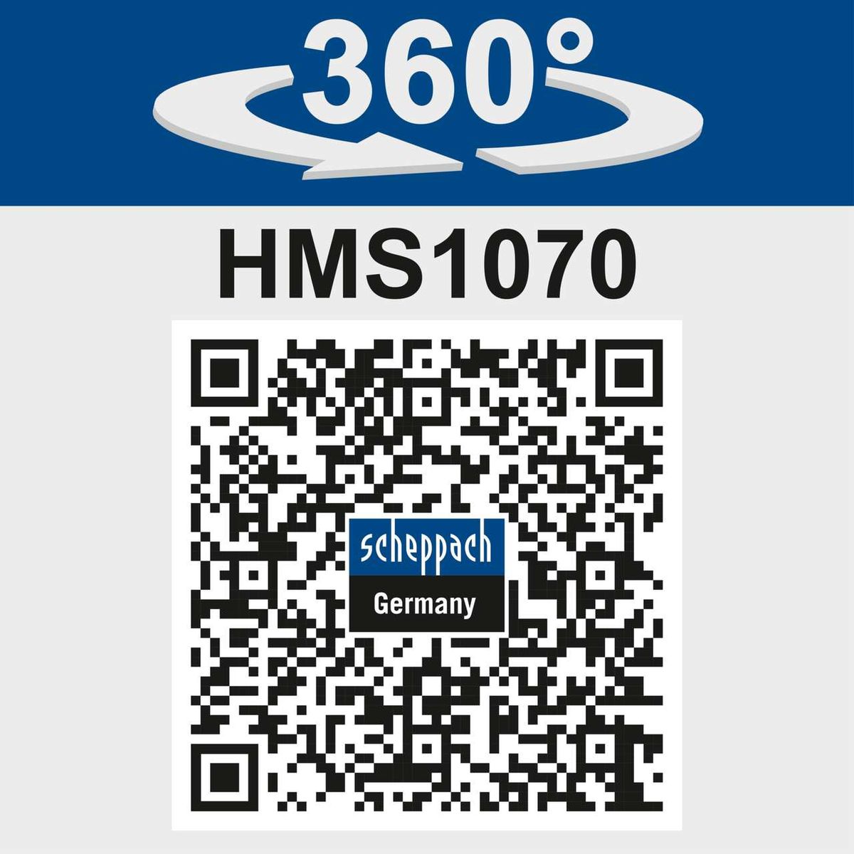 Wichtige Merkmale der Abricht- & Dickenhobelmaschine HMS1070: 360°-Drehung, Modellnummer HMS1070, Hersteller Scheppach aus Deutschland.