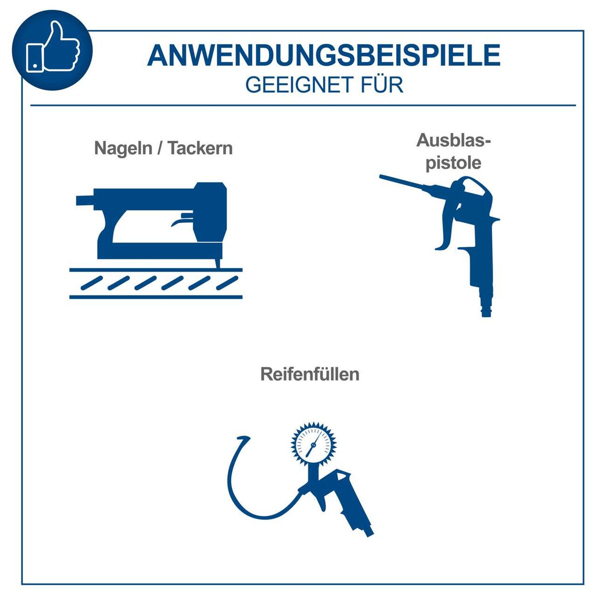 Der Kompressor GK240ofx von Scheppach eignet sich ideal für Nageln/Tackern, den Einsatz einer Ausblas-Pistole und zum Reifenfüllen.