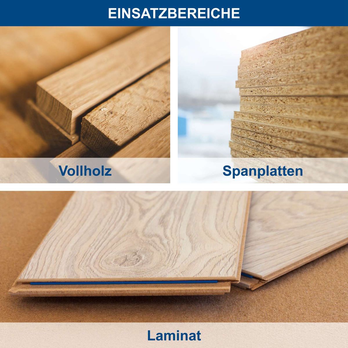 Holzbearbeitungsmaterialien: Vollholz, Spanplatten und Laminat als Einsatzbereiche