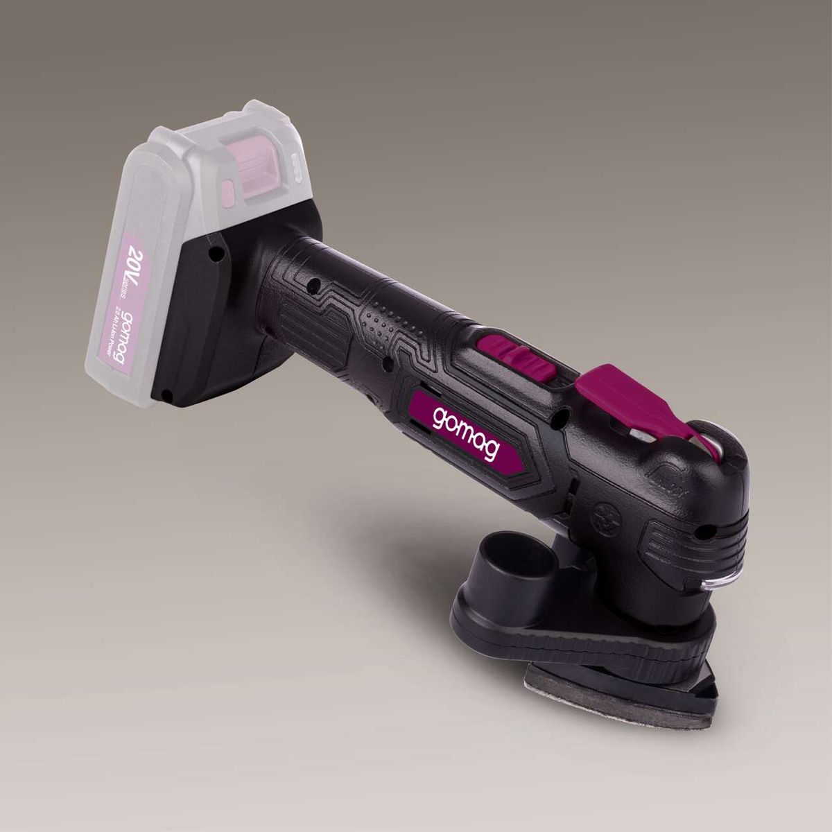 Das Akku-Multifunktionswerkzeug GO-MTL40 gomag von Scheppach verfügt über eine 20V-Lithium-Ionen-Batterie und ein robustes Design mit ergonomischem Griff. Es ist leicht und komfortabel zu bedienen, ideal für verschiedene Anwendungen.