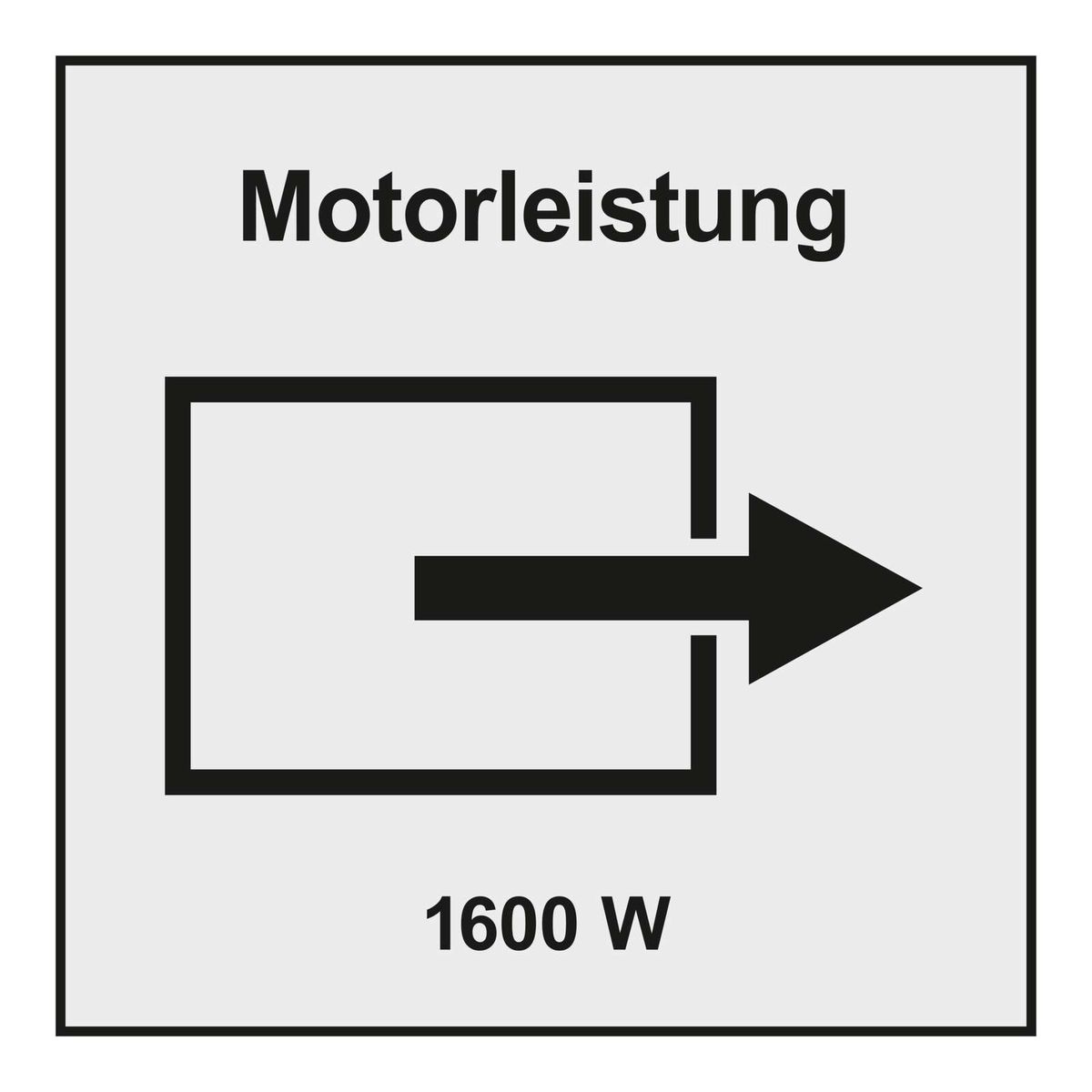 Motorleistung des Scheppach Sprühsaugers CUC20-BE: 1600 Watt. Der Motor ist in der Mitte des Geräts positioniert und mit einem Pfeil markiert.