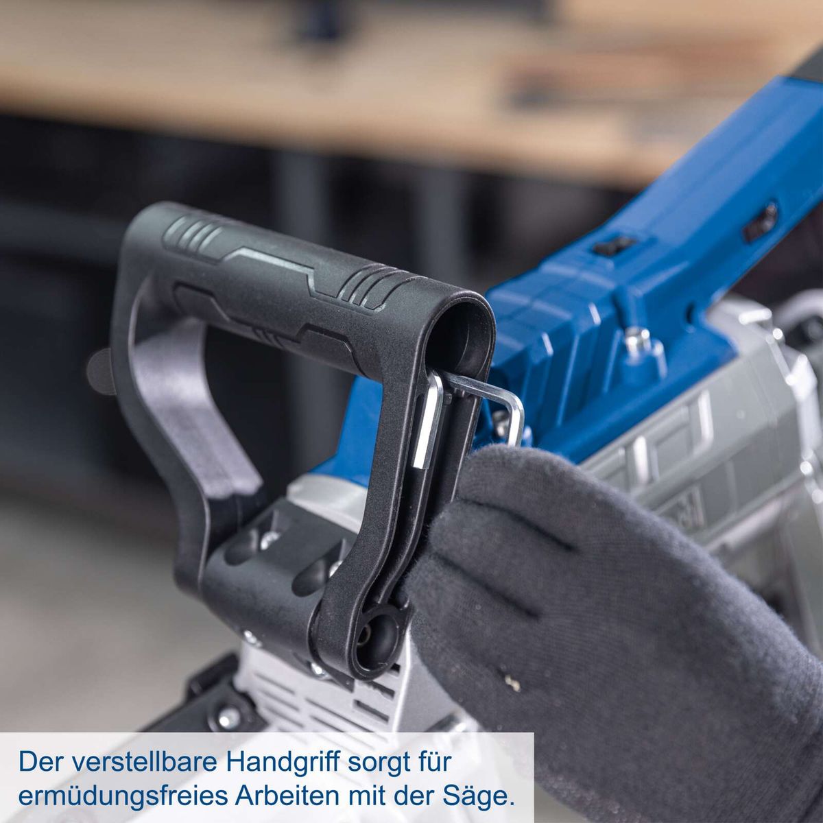 Verstellbarer Handgriff für ermüdungsfreies Arbeiten mit der Metallbandsäge