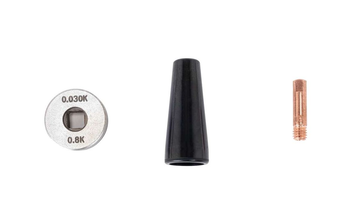 Fülldraht-Zubehörset von Scheppach. Gezeigt wird ein Teil des Sets von vorne.