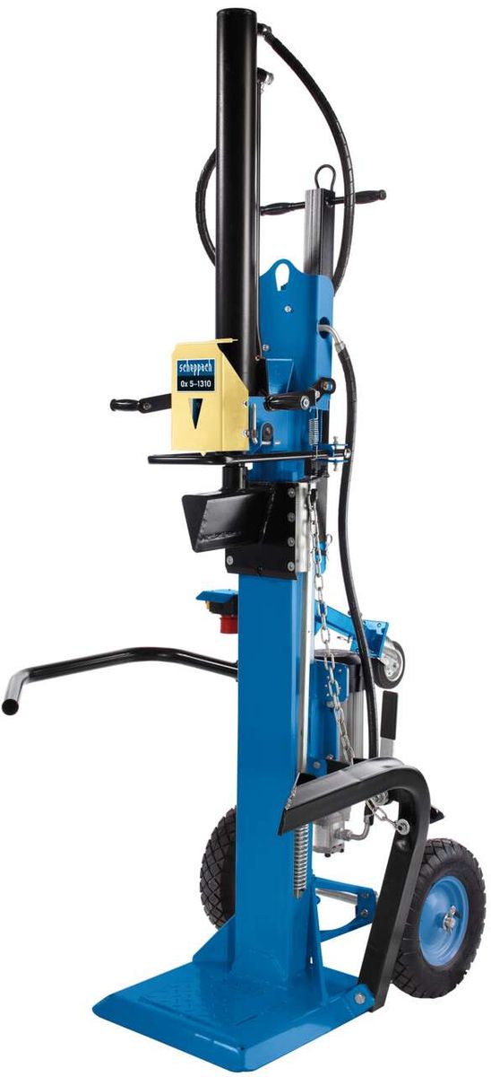 Holzspalter stehend Ox 5-1310 von Scheppach. Gezeigt von der Seite.