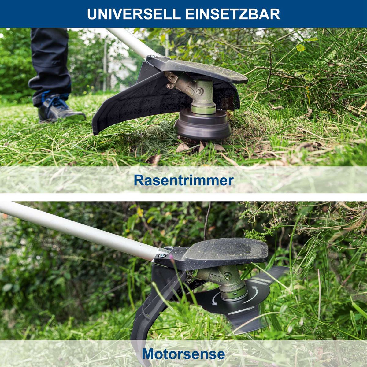 Akku-Freischneider mit Rasentrimmer- und Motorsense-Aufsatz für Scheppach BC-BCH330