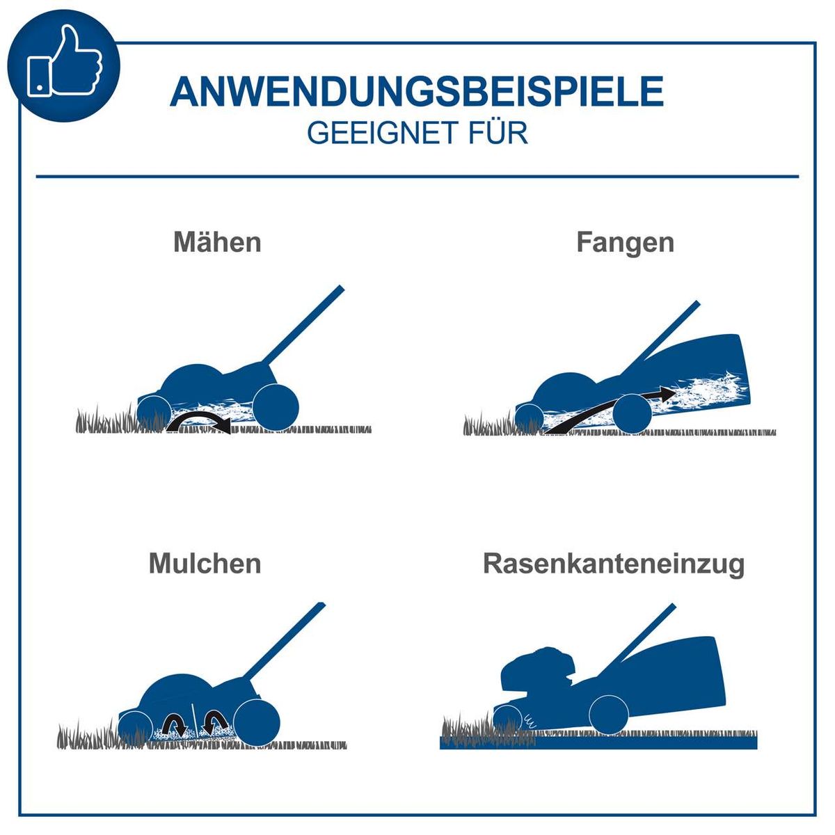 Der Akku-Rasenmäher BC-MP380-X von Scheppach eignet sich zum Mähen, Fangen, Mulchen und Rasenkanteneinzug. Er hat eine Schnittbreite von 38 cm und ist ideal für Flächen bis 500 m². Der 45L-Korb fasst viel Gras.