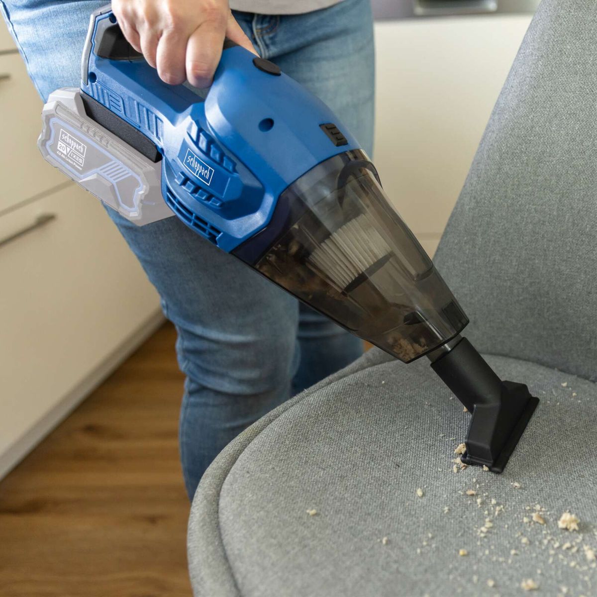 Scheppach-Werkzeug mit ergonomischem Griff und Stabilisierungsfunktion für präzises Arbeiten