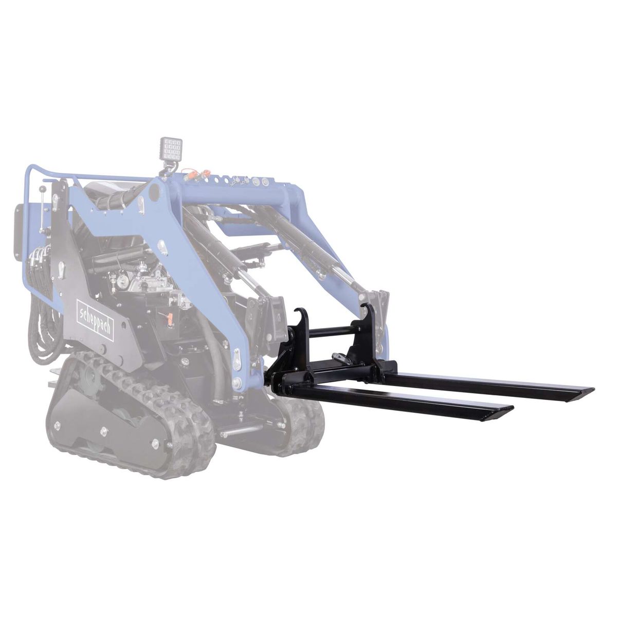 Scheppach-Schaufelgreifer mit hydraulischer Auslegestange und Greifarm für Materialhandhabung